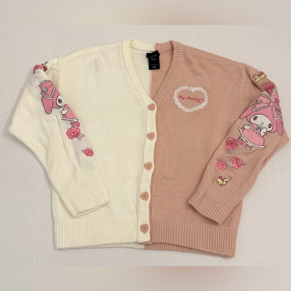 Sanrio My Melody Blush Pink & Creamy White Split Cardigan